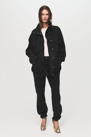 Parka jean oversize avec poches - Noir