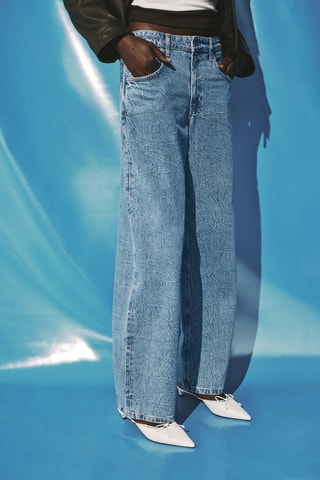 Jean droit effet froissé - Bleu