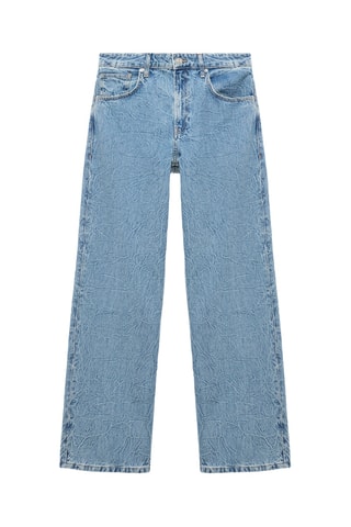 Jean droit effet froissé - Bleu