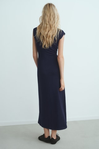 Robe maille col montant - Bleu marine