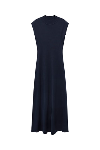 Robe maille col montant - Bleu marine