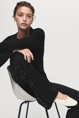 Leggings droits strass - Noir