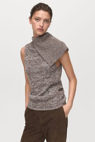 Gilet chiné col enveloppant - Gris clair
