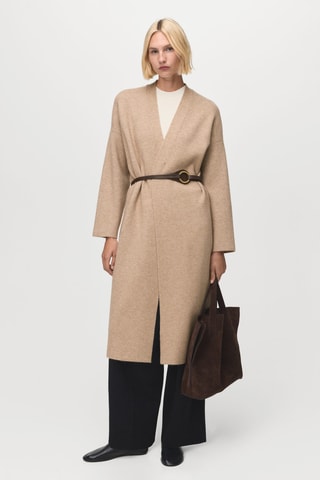 Manteau long en maille - Gris clair