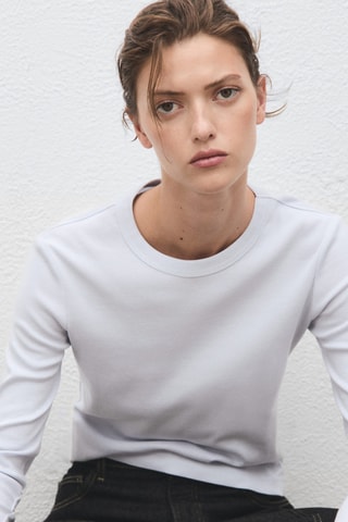 T-shirt coton manches longues - Ciel