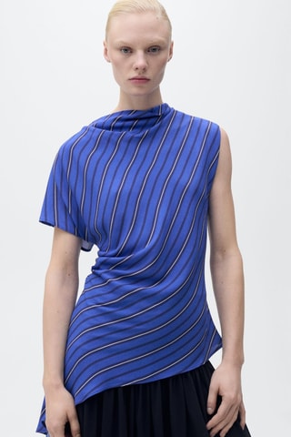 Blouse asymétrique rayures - Bleu