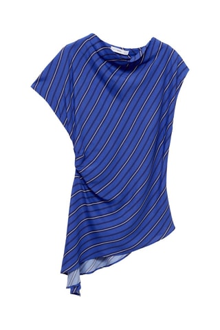 Blouse asymétrique rayures - Bleu