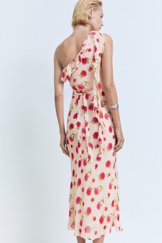 Robe à fleurs volantée - Écru