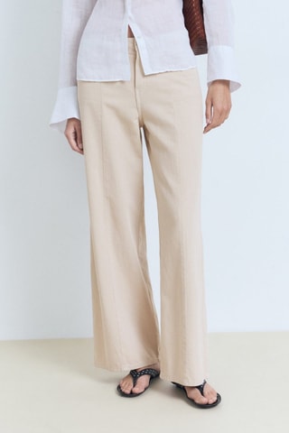 Pantalon droit denim taille normale - Beige