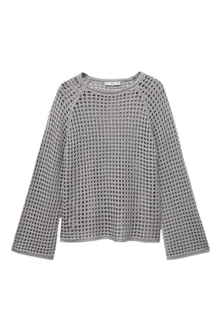 Pull crochet manches longues - Argenté