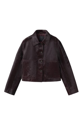 Veste en cuir et fausse fourrure à poches - Bordeaux