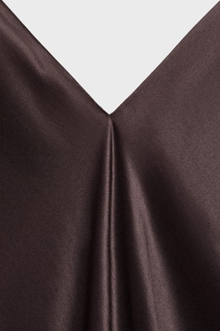 Robe satinée soie - Marron