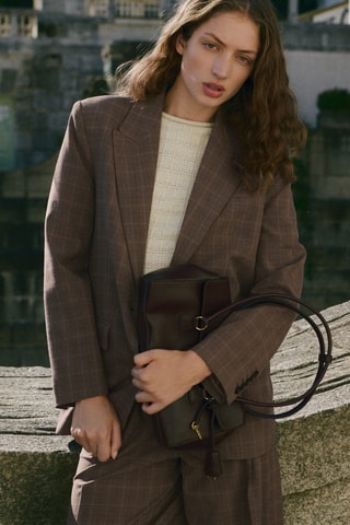 Blazer de costume à carreaux - Marron