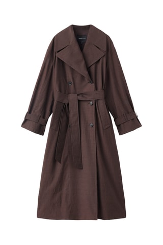 Trench long laine vierge - Marron