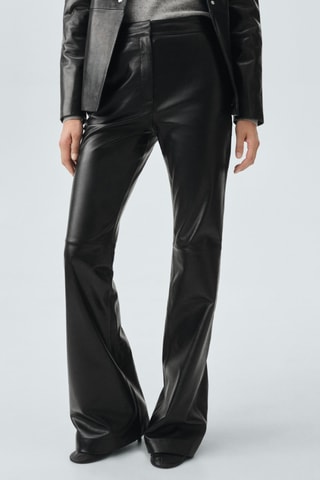 Pantalon évasé 100 % cuir - Noir