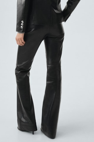 Pantalon évasé 100 % cuir - Noir