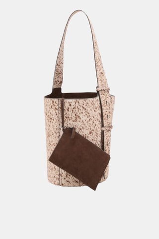 Sac seau cuir et fausse fourrure - Marron