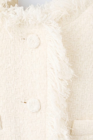 Veste tweed bords effilochés - Écru