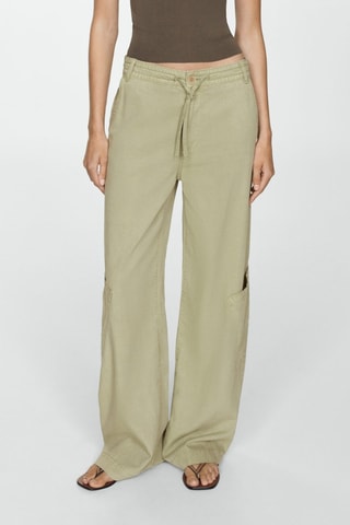 Pantalón lyocell cordón ajustable - Caqui