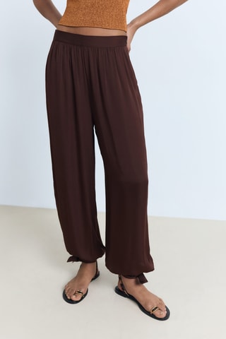 Pantalón globo lazos - Marrón