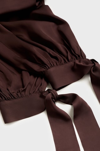 Pantalón globo lazos - Marrón