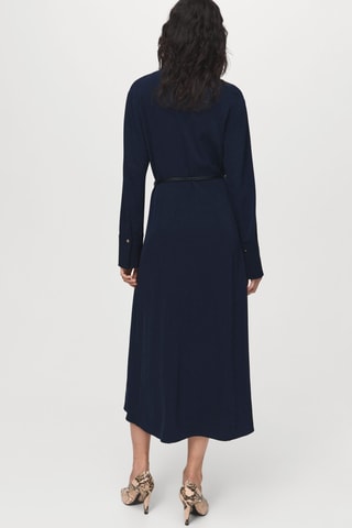 Robe chemisier ceinture - Bleu marine