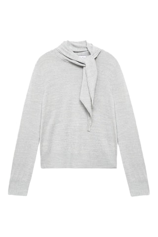 Pull col montant et nœud - Gris