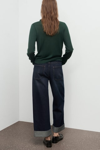 Pull maille col drapé - Vert foncé