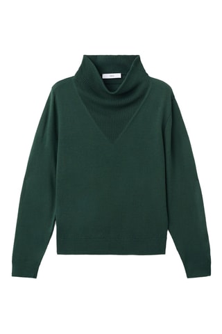Pull maille col drapé - Vert foncé