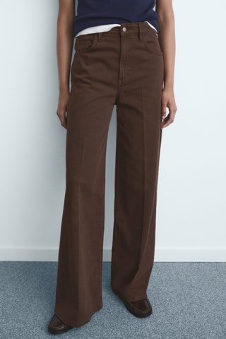 Jean large taille haute - Marron