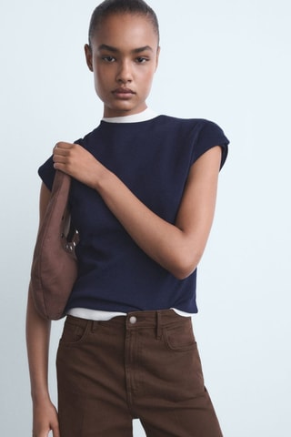 Jean large taille haute - Marron