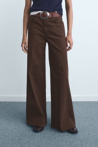 Jean large taille haute - Marron
