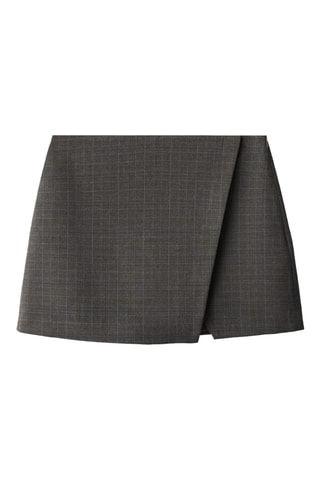 Jupe portefeuille à carreaux - Marron