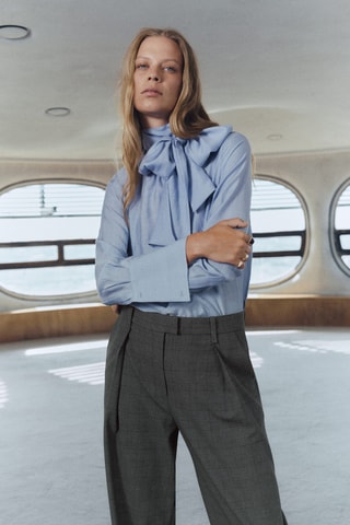 Pantalon de costume à carreaux et pinces - Gris