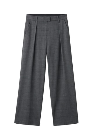 Pantalon de costume à carreaux et pinces - Gris
