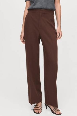 Pantalon droit taille haute - Marron