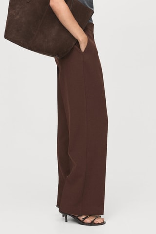Pantalon droit taille haute - Marron