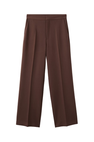 Pantalon droit taille haute - Marron