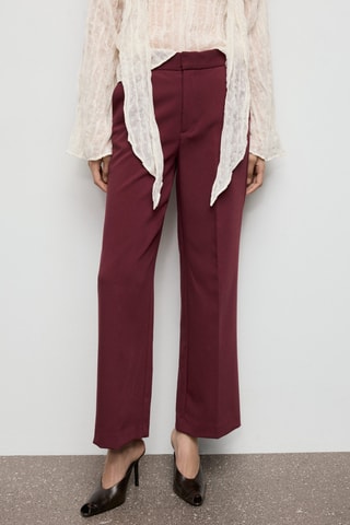 Pantalon droit taille haute - Rouge