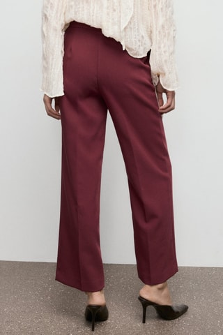 Pantalon droit taille haute - Rouge