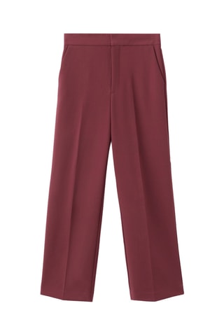 Pantalon droit taille haute - Rouge