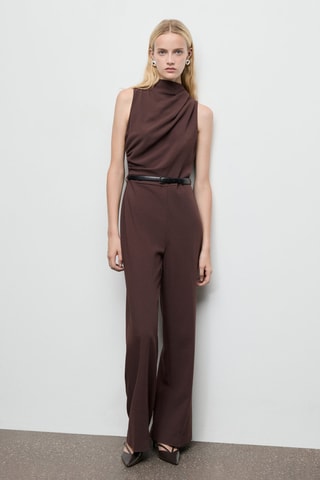 Combinaison col bénitier ceinture - Marron