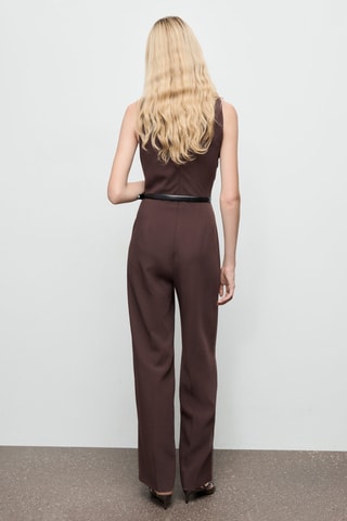 Combinaison col bénitier ceinture - Marron