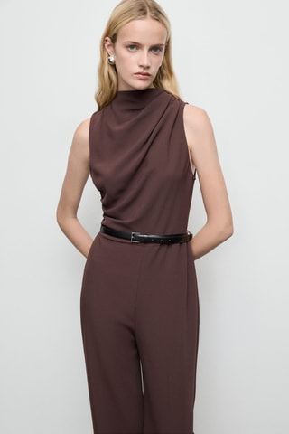 Combinaison col bénitier ceinture - Marron