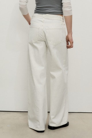 Jean wideleg rayures taille basse ceinture - Écru