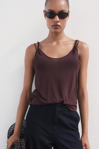 Pantalón denim wideleg tiro alto - Azul