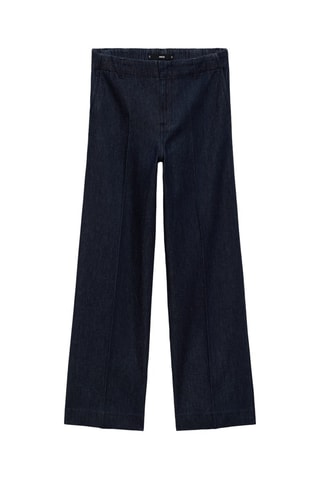 Pantalón denim wideleg tiro alto - Azul