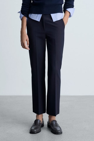 Pantalón recto pinzas - Azul marino