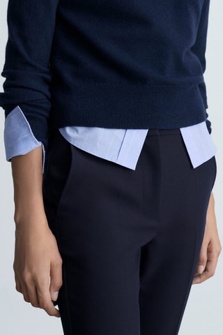 Pantalón recto pinzas - Azul marino