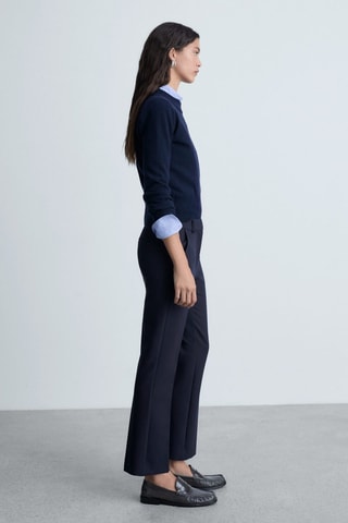 Pantalón recto pinzas - Azul marino